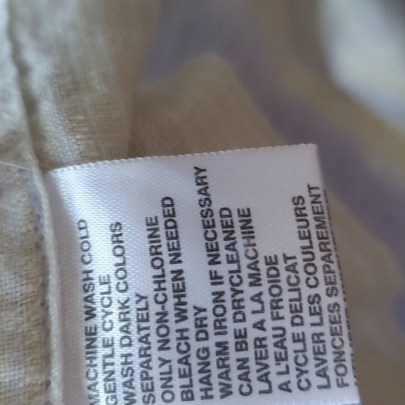 Tommy Bahama lavender and yellow stripe button down 100% linen XL SS - Picture 6 of 13